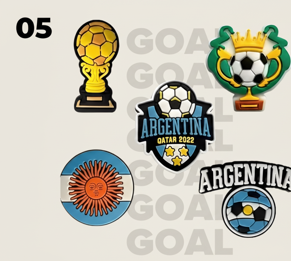 Set of soccer-themed pins with &