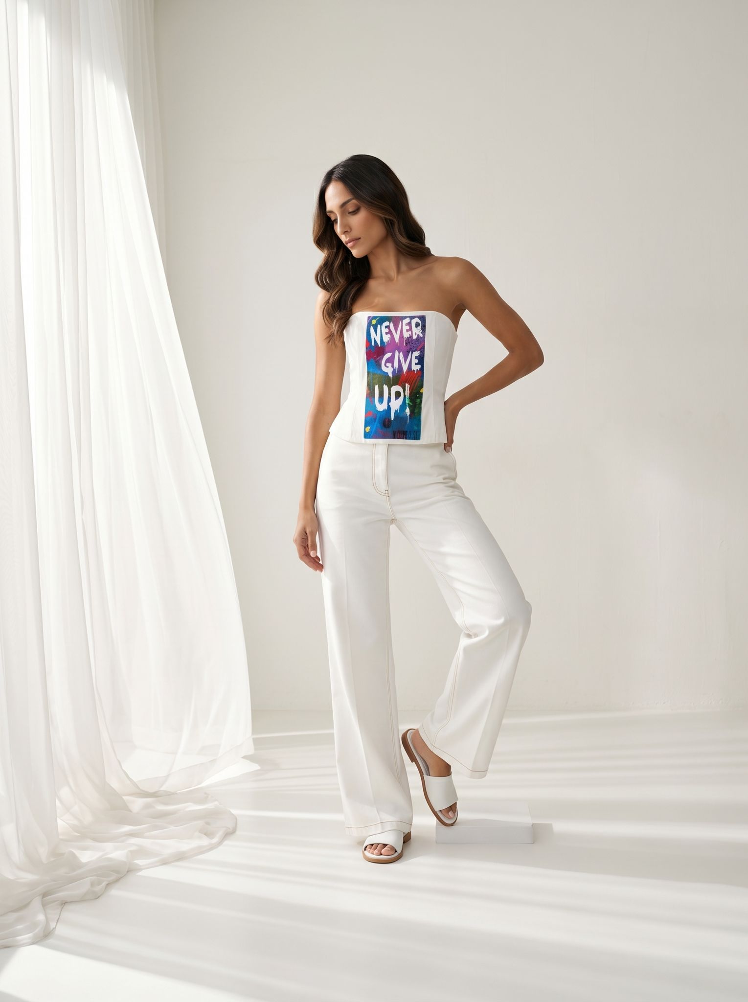 ICONIQ Modular Bustier - White Cotton denim