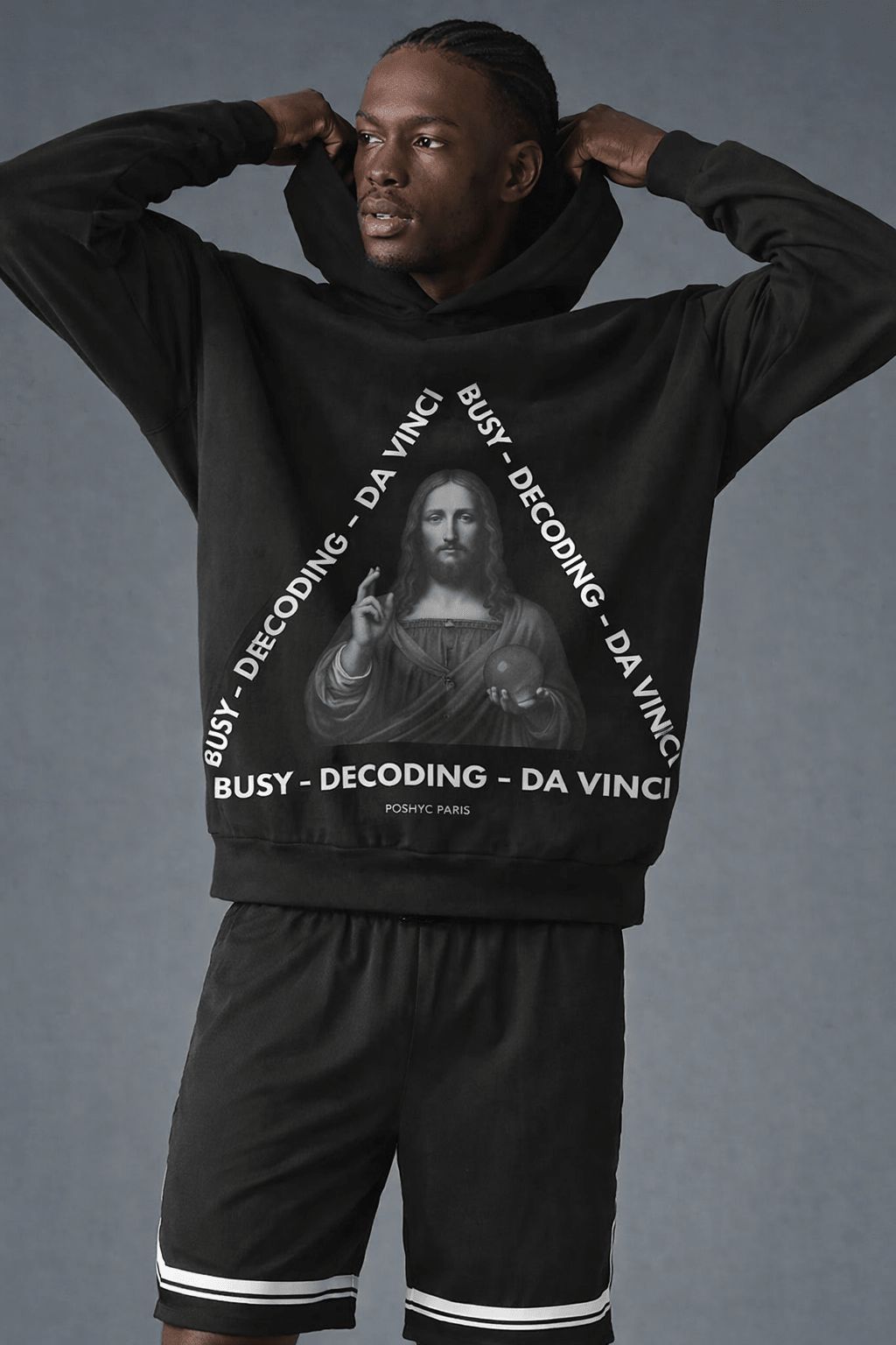 POSHYC PARIS — ICONIQ MEN - DECODING DA VINCI - Scholar Hooded Sweater - POSHYC