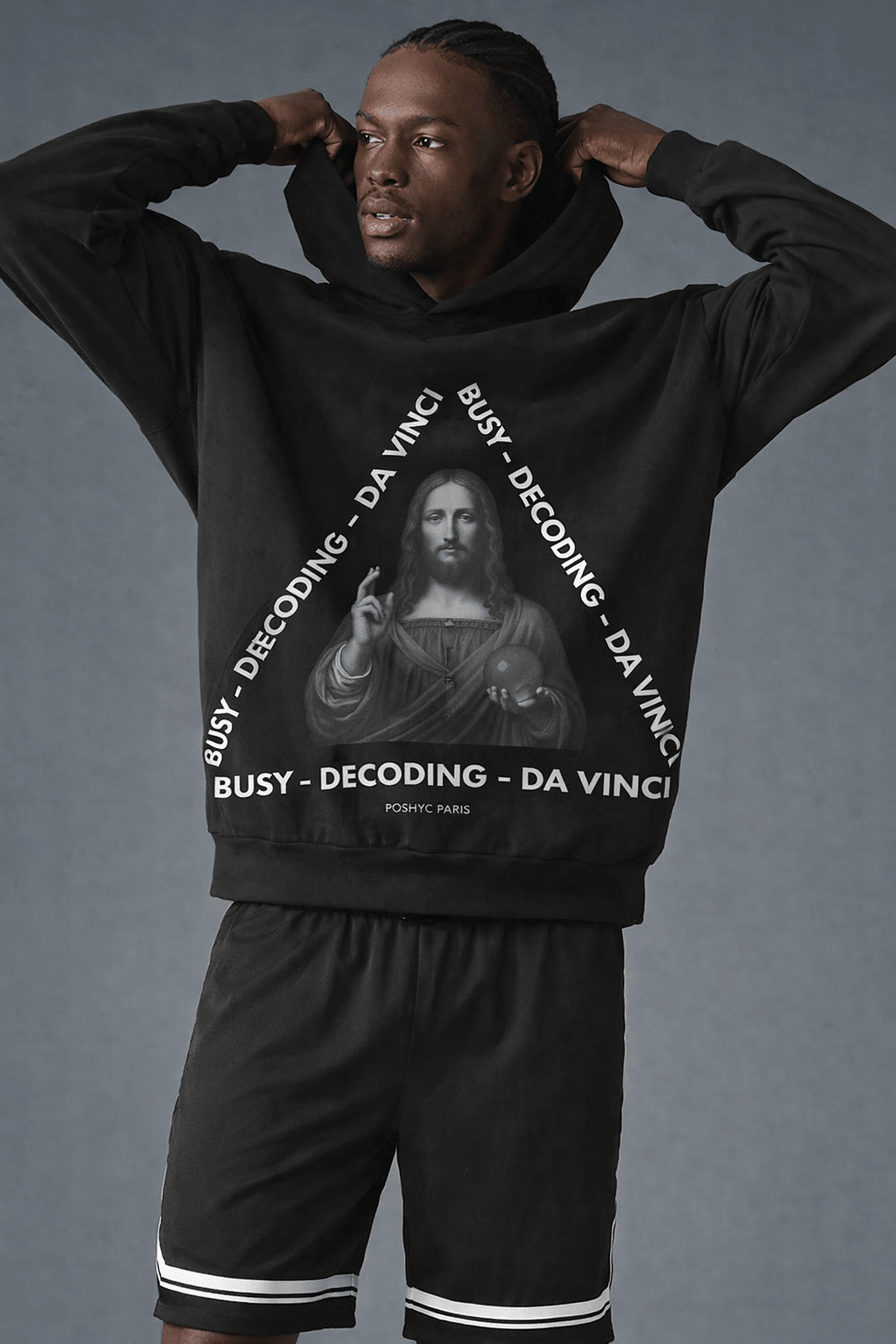 POSHYC PARIS — ICONIQ MEN - DECODING DA VINCI - Scholar Hooded Sweater - POSHYC