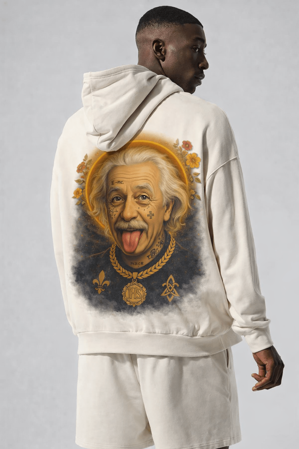 POSHYC PARIS — ICONIQ MEN - EINSTEIN FLOWER POWER - Scholar Hooded Sweater - POSHYC