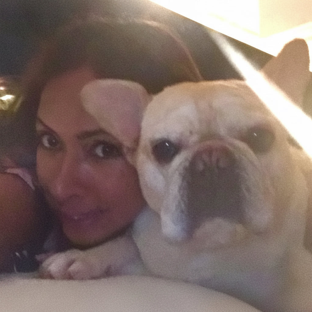inventor marina poshyc founder with her muse french bulldog ooggy 