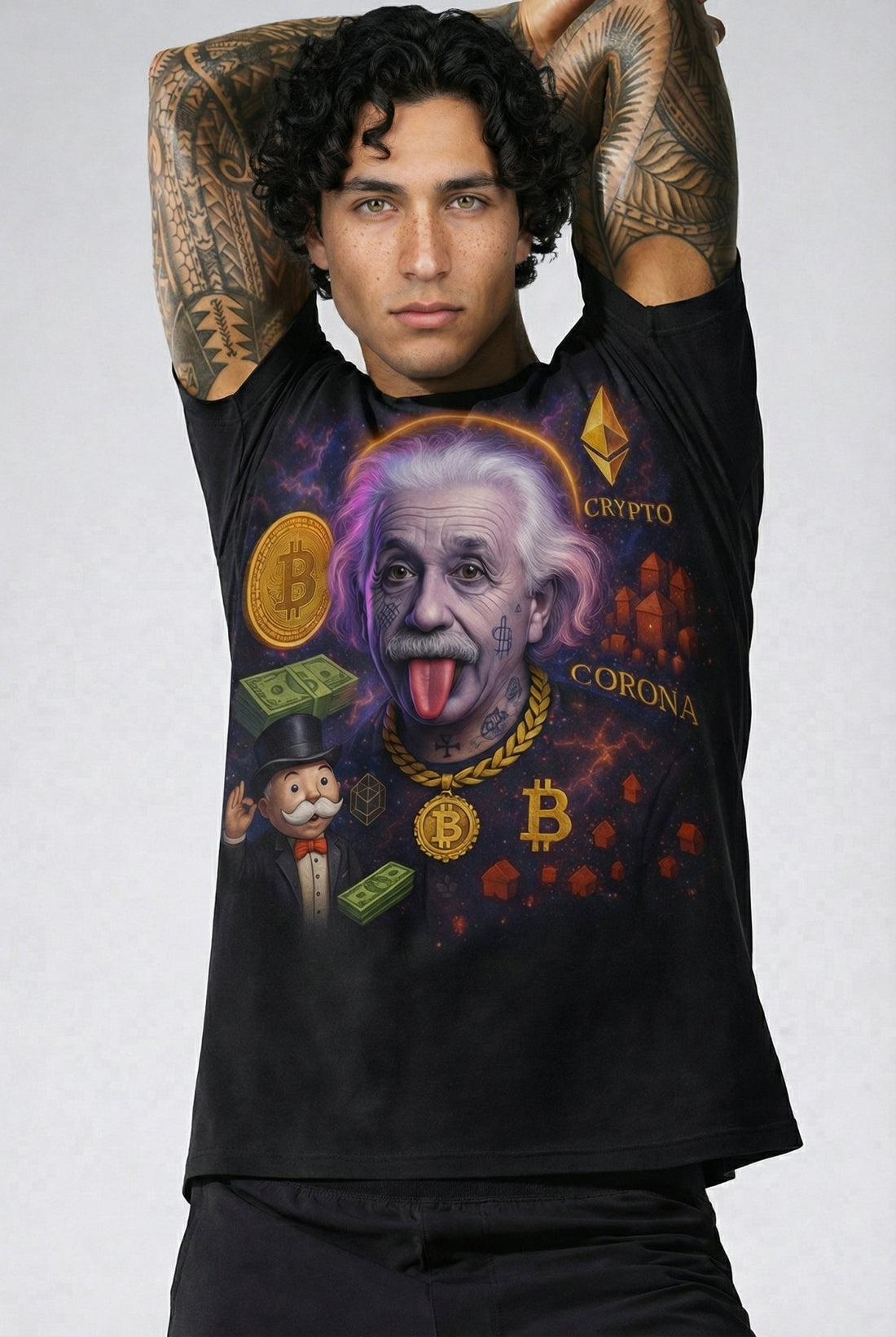 POSHYC PARIS — ICONIQ MEN - EINSTEIN COIN - Crewneck Short Sleeve - POSHYC