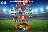 Collection of soccer-themed items with various designs on a sports field background, featuring &