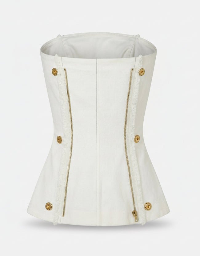 ICONIQ Modular Art Bustier - White Cotton denim - POSHYC