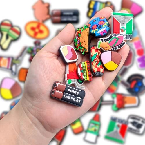 Wlyosvje 35PCS Mexican Fiesta Shoe Decoration Charms for Clog Sandals, Mexico Themed Charms Accessories for Boys Girls Kids Teens Women Men Adults Fiesta Party Favor Charms for ClipUp POSHYC 